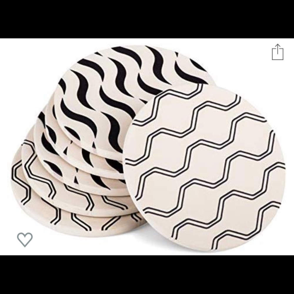 NEW Geometric Absorbent Ceramic Coaster Set of 6